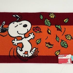 Peanuts Snoopy Dancing Fall Leaves Halloween Accent Rug Kitchen Floor Mat NEW